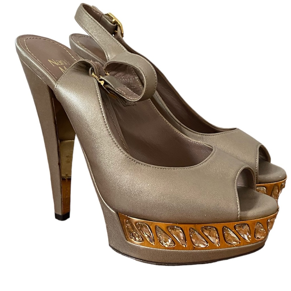 NANDO MUZI Rhinestone Heels Italy 39